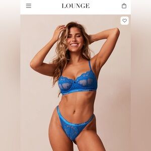 LOUNGE Blossom Balcony Bra & Thong Set Cobalt Blue Women’s 32D / Small Thong
